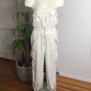 Vintage White Linen Jumpsuit